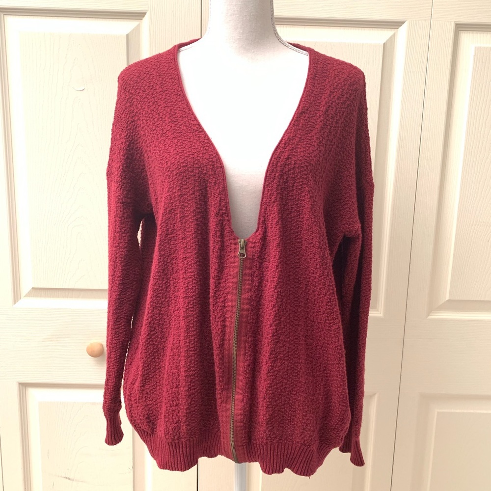 Silence + Noise Terry Cloth Zip Cardigan